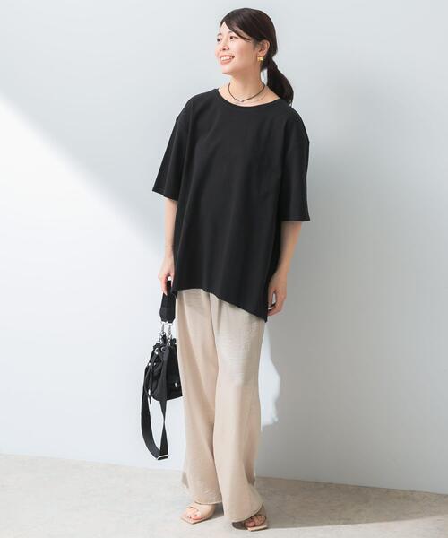 F by ROSSO（エフバイロッソ）の「『UR TECH ひやサラクール』F by ROSSO　コクーンフレアチュニックTシャツ（Tシャツ/カットソー・レディース・ブラウン/ブラック/オフホワイト・FREE）」の12枚目の写真