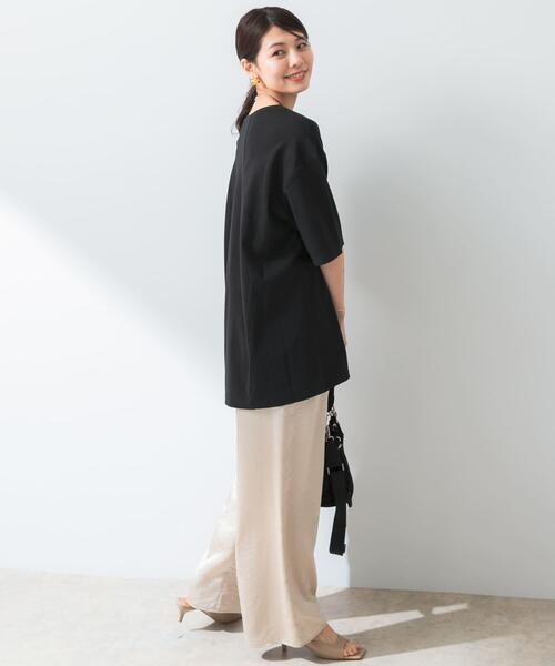 F by ROSSO（エフバイロッソ）の「『UR TECH ひやサラクール』F by ROSSO　コクーンフレアチュニックTシャツ（Tシャツ/カットソー・レディース・ブラウン/ブラック/オフホワイト・FREE）」の13枚目の写真