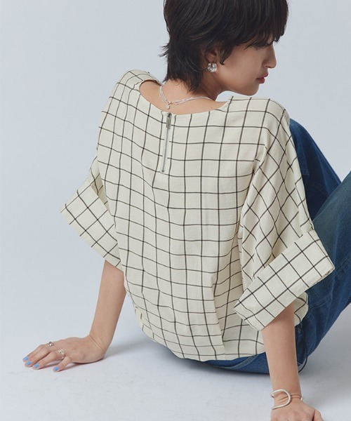 ブラウス シャツ 「RASW」シアーチェックドルマンブラウス レディース RASW]シアーチェックドルマンブラウス（シャツ/ブラウス）｜RASW