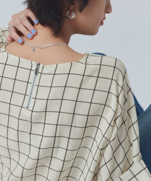 ブラウス シャツ 「RASW」シアーチェックドルマンブラウス レディース RASW]シアーチェックドルマンブラウス（シャツ/ブラウス）｜RASW