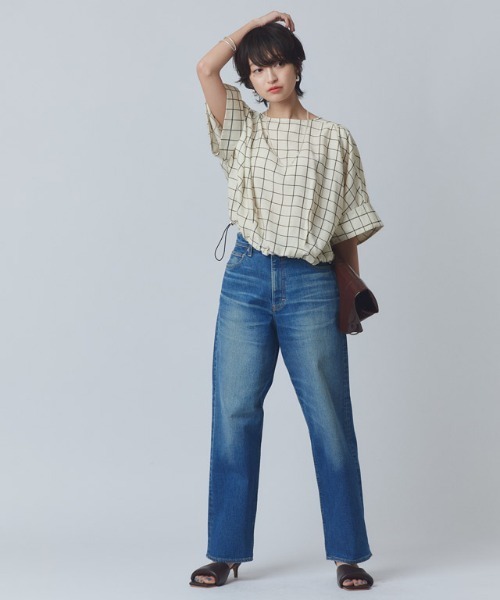 ブラウス シャツ 「RASW」シアーチェックドルマンブラウス レディース RASW]シアーチェックドルマンブラウス（シャツ/ブラウス）｜RASW