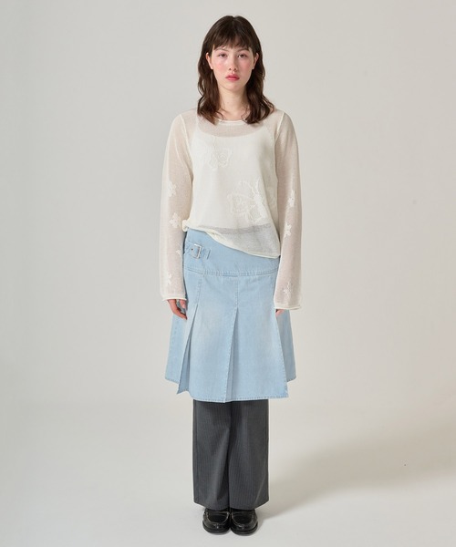 TINA：JOJUN（ティーナジョジュン）の「デニム プリーツスカート TINA：JOJUN（デニムスカート・レディース・ライトブルー/ブルー・S/M）」の15枚目の写真