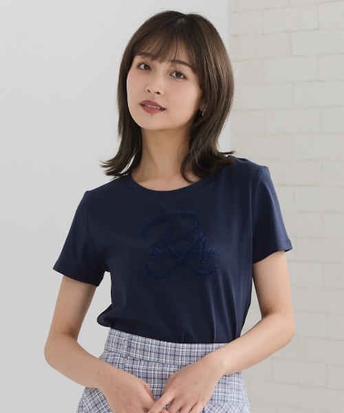 REDYAZEL(レディアゼル)の「チュールフリルRAロゴTシャツ(Tシャツ/カットソー・レディース・ミント/ネイビー/オフホワイト・FREE)」の1枚目の写真