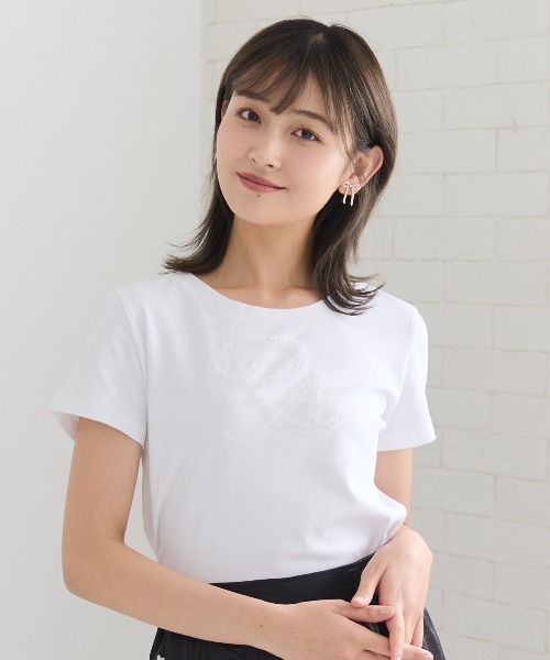 REDYAZEL(レディアゼル)の「チュールフリルRAロゴTシャツ(Tシャツ/カットソー・レディース・ミント/ネイビー/オフホワイト・FREE)」の2枚目の写真