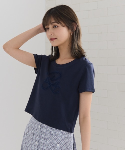 REDYAZEL(レディアゼル)の「チュールフリルRAロゴTシャツ(Tシャツ/カットソー・レディース・ミント/ネイビー/オフホワイト・FREE)」の11枚目の写真
