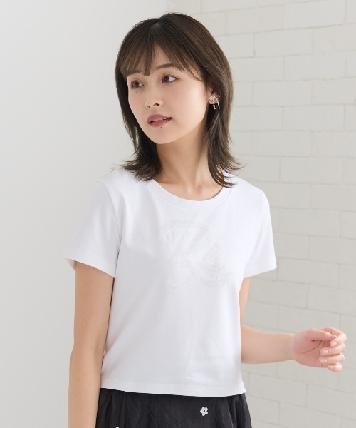 REDYAZEL(レディアゼル)の「チュールフリルRAロゴTシャツ(Tシャツ/カットソー・レディース・ミント/ネイビー/オフホワイト・FREE)」の4枚目の写真