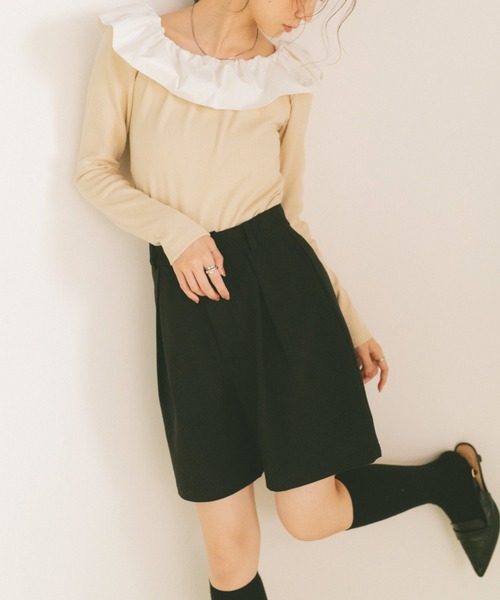 VANNIE U（ヴァニーユー）の「タックショートパンツ（その他パンツ・レディース・ブラウン/ブラック・FREE）」の3枚目の写真