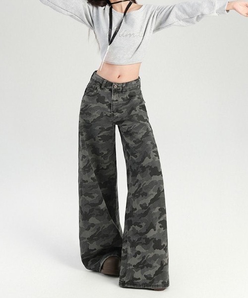 SHEENA(シーナ)の「カモフラ柄バギーワイドパンツ(デニムパンツ・レディース・グレー・S/M/L)」の8枚目の写真