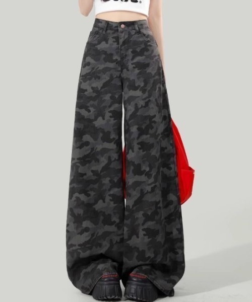 SHEENA(シーナ)の「カモフラ柄バギーワイドパンツ(デニムパンツ・レディース・グレー・S/M/L)」の10枚目の写真