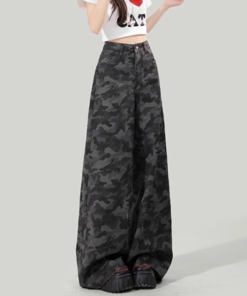 SHEENA(シーナ)の「カモフラ柄バギーワイドパンツ(デニムパンツ・レディース・グレー・S/M/L)」の11枚目の写真