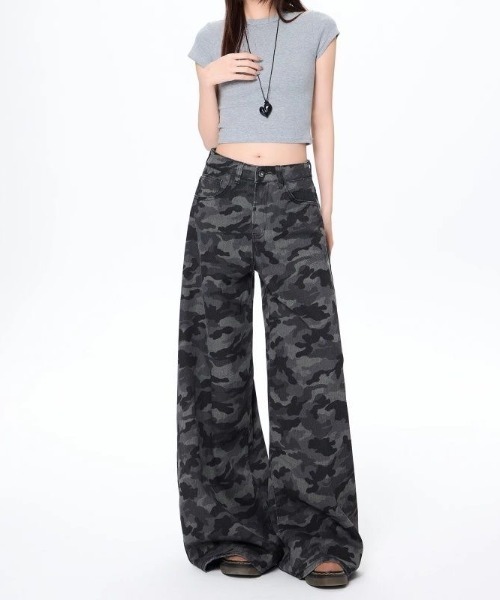 SHEENA(シーナ)の「カモフラ柄バギーワイドパンツ(デニムパンツ・レディース・グレー・S/M/L)」の12枚目の写真