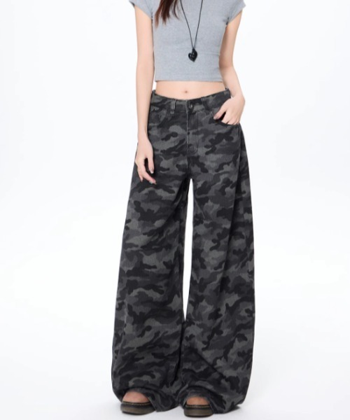 SHEENA(シーナ)の「カモフラ柄バギーワイドパンツ(デニムパンツ・レディース・グレー・S/M/L)」の14枚目の写真