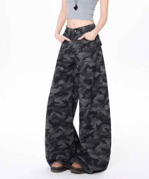 SHEENA(シーナ)の「カモフラ柄バギーワイドパンツ(デニムパンツ・レディース・グレー・S/M/L)」の15枚目の写真