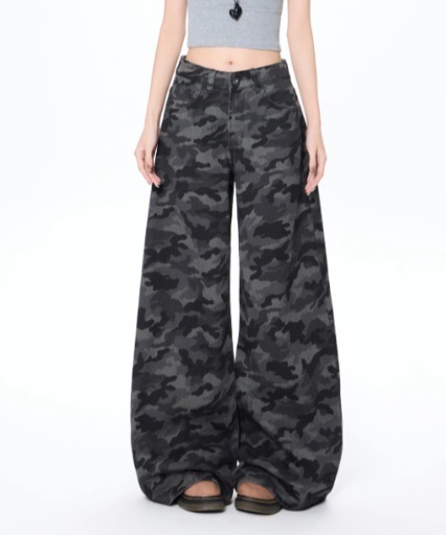 SHEENA(シーナ)の「カモフラ柄バギーワイドパンツ(デニムパンツ・レディース・グレー・S/M/L)」の16枚目の写真
