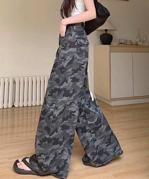 SHEENA(シーナ)の「カモフラ柄バギーワイドパンツ(デニムパンツ・レディース・グレー・S/M/L)」の20枚目の写真