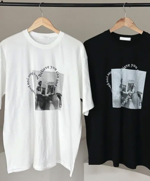 NANAHACHI(ナナハチ)の「ハート文字プリント ボクシー 半袖Tシャツ(Tシャツ/カットソー・レディース・アイボリー/ブラック・FREE)」の9枚目の写真