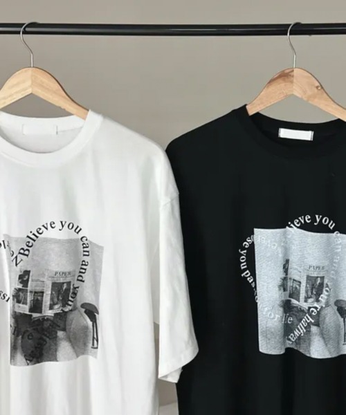 NANAHACHI(ナナハチ)の「ハート文字プリント ボクシー 半袖Tシャツ(Tシャツ/カットソー・レディース・アイボリー/ブラック・FREE)」の10枚目の写真