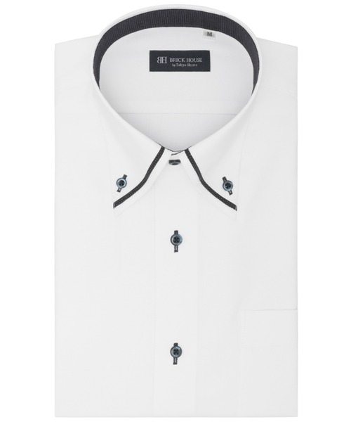 TOKYO SHIRTS(トウキョウシャツ)の「形態安定ノンアイロン ボタンダウン 半袖ビジネスワイシャツ(ビジネスシャツ・メンズ・ホワイト・首回り39cm/首回り41cm/首回り42cm/首回り43cm)」の1枚目の写真