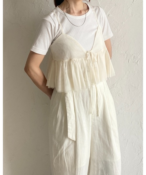 She's Closet(シーズクローゼット)の「フロントリボンシースルー/シアーチュールキャミソールビスチェ(ベスト・レディース・グレー/アイボリー/ブラック・FREE)」の5枚目の写真
