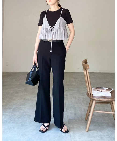 She's Closet(シーズクローゼット)の「フロントリボンシースルー/シアーチュールキャミソールビスチェ(ベスト・レディース・グレー/アイボリー/ブラック・FREE)」の9枚目の写真
