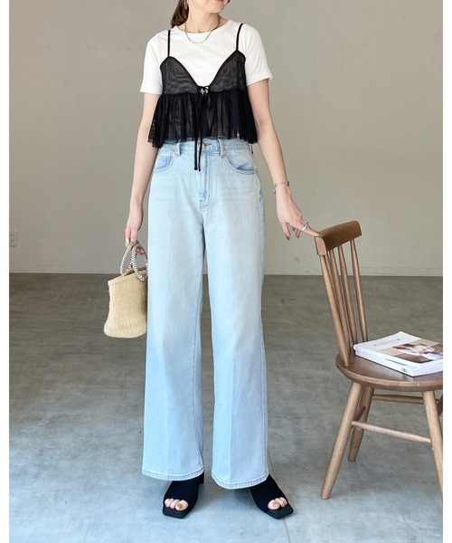 She's Closet(シーズクローゼット)の「フロントリボンシースルー/シアーチュールキャミソールビスチェ(ベスト・レディース・グレー/アイボリー/ブラック・FREE)」の12枚目の写真