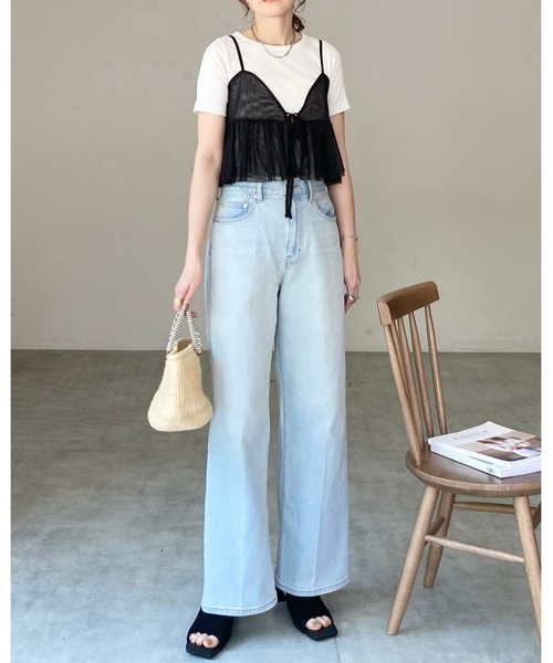 She's Closet(シーズクローゼット)の「フロントリボンシースルー/シアーチュールキャミソールビスチェ(ベスト・レディース・グレー/アイボリー/ブラック・FREE)」の13枚目の写真