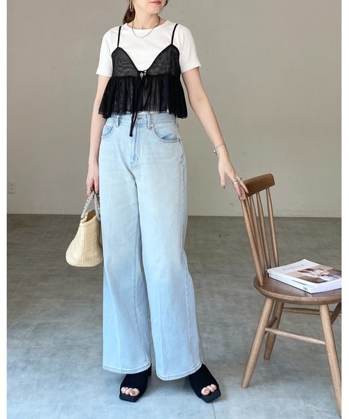 She's Closet(シーズクローゼット)の「フロントリボンシースルー/シアーチュールキャミソールビスチェ(ベスト・レディース・グレー/アイボリー/ブラック・FREE)」の14枚目の写真