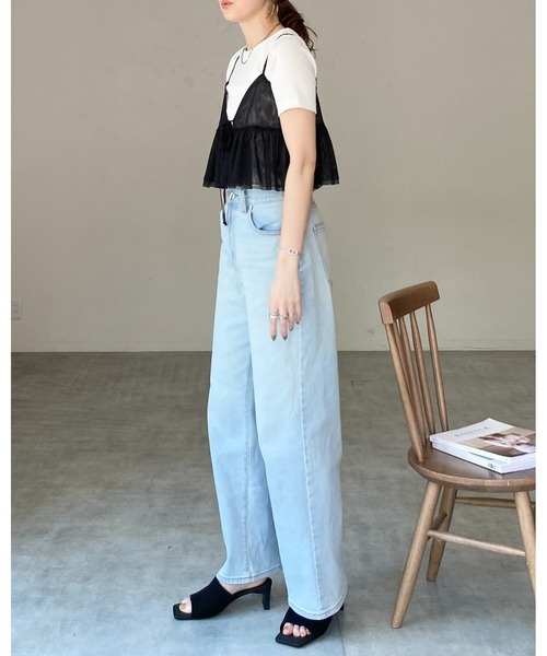 She's Closet(シーズクローゼット)の「フロントリボンシースルー/シアーチュールキャミソールビスチェ(ベスト・レディース・グレー/アイボリー/ブラック・FREE)」の15枚目の写真