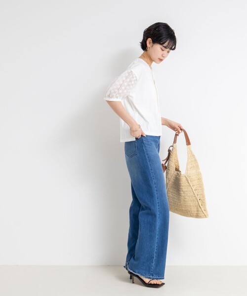 NOLLEY’S(ノーリーズ)の「ドットシアーパフスリーブカットソー(Tシャツ/カットソー・レディース・ホワイト/ブラック・38)」の9枚目の写真