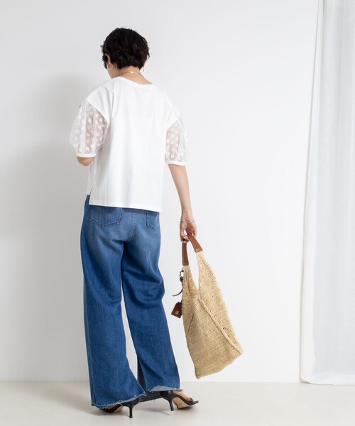 NOLLEY’S(ノーリーズ)の「ドットシアーパフスリーブカットソー(Tシャツ/カットソー・レディース・ホワイト/ブラック・38)」の8枚目の写真