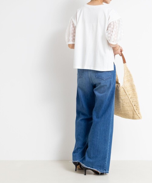 NOLLEY’S(ノーリーズ)の「ドットシアーパフスリーブカットソー(Tシャツ/カットソー・レディース・ホワイト/ブラック・38)」の6枚目の写真