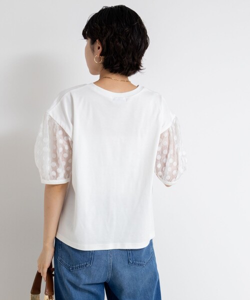 NOLLEY’S(ノーリーズ)の「ドットシアーパフスリーブカットソー(Tシャツ/カットソー・レディース・ホワイト/ブラック・38)」の4枚目の写真