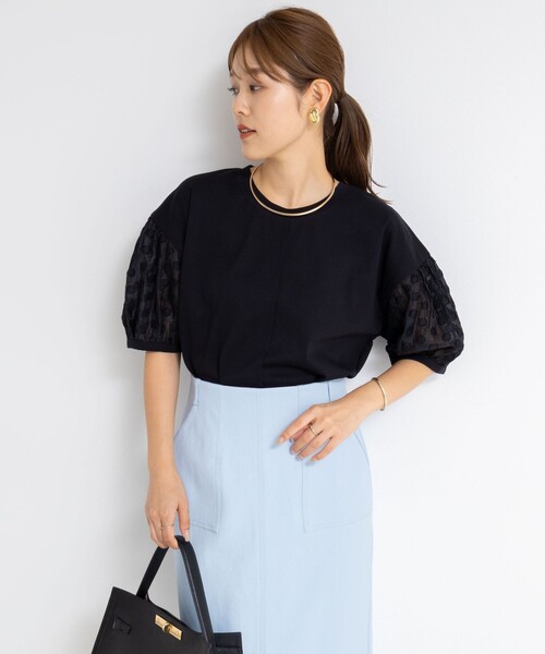 NOLLEY’S(ノーリーズ)の「ドットシアーパフスリーブカットソー(Tシャツ/カットソー・レディース・ホワイト/ブラック・38)」の21枚目の写真
