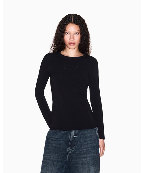 ARMANI EXCHANGE(アルマーニエクスチェンジ)の「【A|X アルマーニ エクスチェンジ】AXロゴ 長袖クルーネックTシャツ/SLIM(Tシャツ/カットソー・レディース・ホワイト/ブラック・LARGE/X-SMALL/X-LARGE/SMALL/MEDIUM)」の9枚目の写真