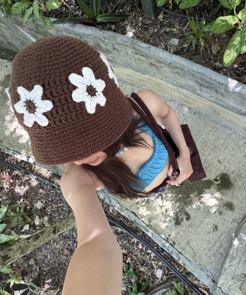 UP START(アップスタート)の「【LAMPOON】ニットハット(ハット・レディース・ブラック/ブラウン/ホワイト・FREE)」の3枚目の写真