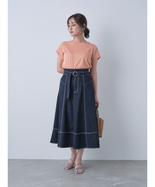 COHINA(コヒナ)の「ベルト付きデニムフレアスカート 【低身長・小柄女性】(デニムスカート・レディース・ネイビー・XS-Regular)」の8枚目の写真