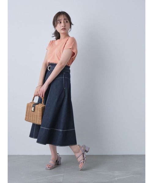 COHINA(コヒナ)の「ベルト付きデニムフレアスカート 【低身長・小柄女性】(デニムスカート・レディース・ネイビー・XS-Regular)」の6枚目の写真