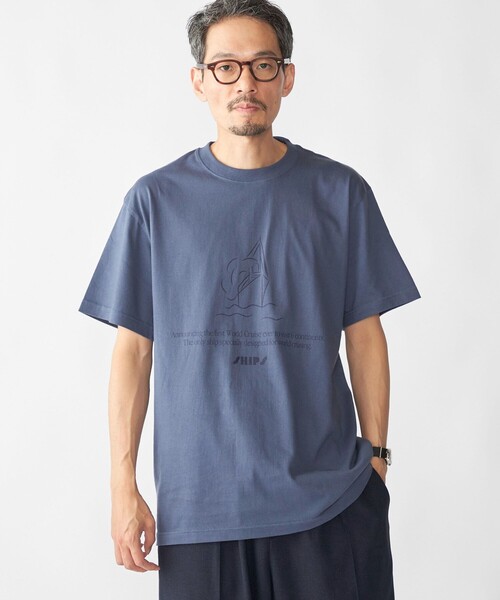 SHIPS（シップス）の「【WEB限定】SHIPS: SHIPS Co. デザイン プリント Tシャツ（Tシャツ/カットソー・メンズ・ホワイト/ベージュ/ネイビー/ロイヤルブルー・SMALL/MEDIUM/LARGE/X-LARGE）」の4枚目の写真