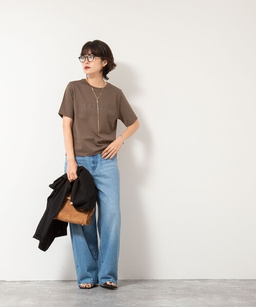 NOLLEY’S（ノーリーズ）の「BONJOUR刺繍Tシャツ（Tシャツ/カットソー・レディース・オフホワイト/ブラック/サックスブルー/ブラウン・38）」の7枚目の写真