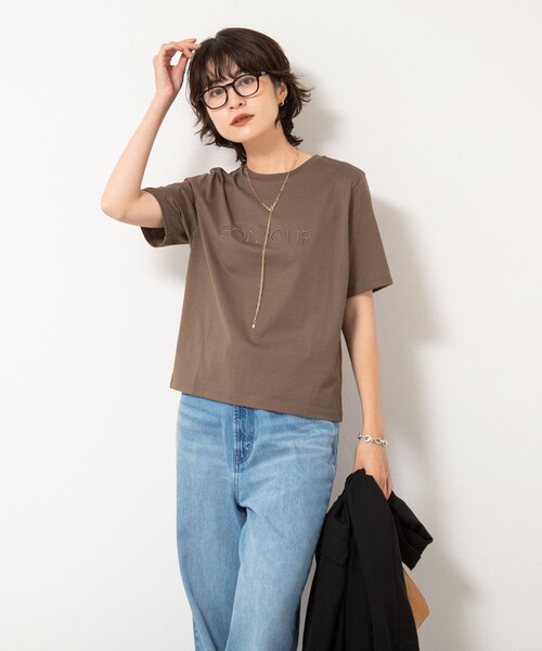 NOLLEY’S（ノーリーズ）の「BONJOUR刺繍Tシャツ（Tシャツ/カットソー・レディース・オフホワイト/ブラック/サックスブルー/ブラウン・38）」の9枚目の写真