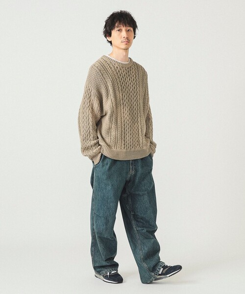 BEAMS（ビームス）の「ワイドショートフィット アランニット（ニット/セーター・メンズ・ブラック系その他4/ベージュ・XL/L/M/S）」の9枚目の写真