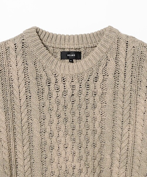 BEAMS（ビームス）の「ワイドショートフィット アランニット（ニット/セーター・メンズ・ブラック系その他4/ベージュ・XL/L/M/S）」の3枚目の写真