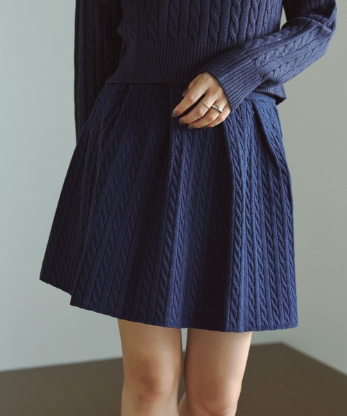 セール】ミニケーブルニットスカート/インナーパンツ付き/セットアップ
