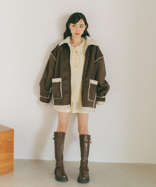 VANNIE U(ヴァニーユー)の「ミニケーブルニットスカート/インナーパンツ付き/セットアップ着用可能(スカート・レディース・アイボリー/グレー/ネイビー・FREE)」の8枚目の写真