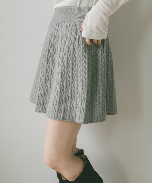 セール】ミニケーブルニットスカート/インナーパンツ付き/セットアップ