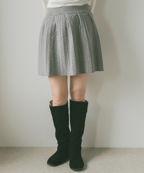 セール】ミニケーブルニットスカート/インナーパンツ付き/セットアップ