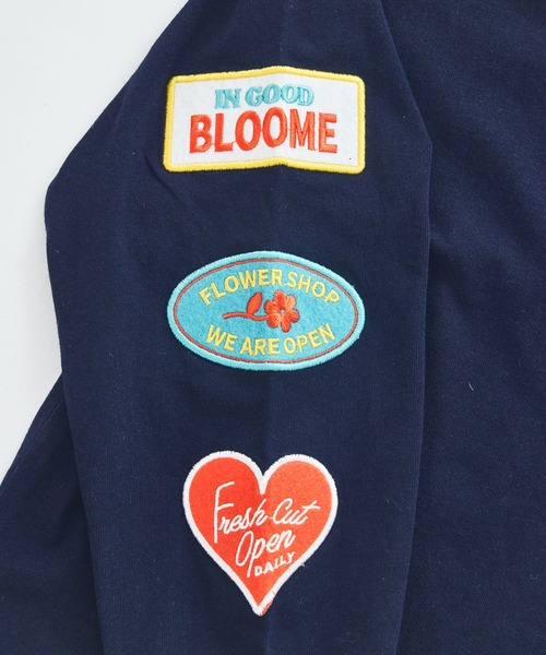 pairmanon（ペアマノン）の「【綿100%】ガールズ 刺繍ワッペン ゆるロンT（Tシャツ/カットソー・キッズ・ホワイト/グレー/ネイビー/ピンク・90/100/110/120/130/140/150）」の6枚目の写真