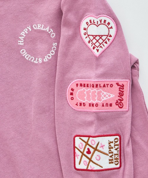 pairmanon（ペアマノン）の「【綿100%】ガールズ 刺繍ワッペン ゆるロンT（Tシャツ/カットソー・キッズ・ホワイト/グレー/ネイビー/ピンク・90/100/110/120/130/140/150）」の13枚目の写真