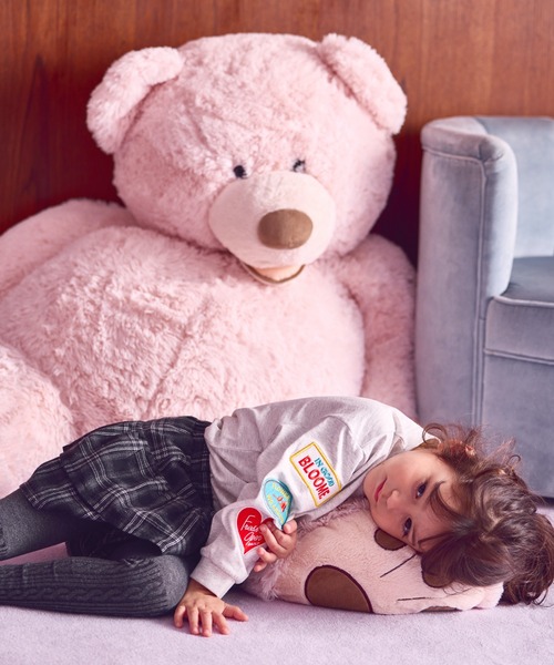 pairmanon（ペアマノン）の「【綿100%】ガールズ 刺繍ワッペン ゆるロンT（Tシャツ/カットソー・キッズ・ホワイト/グレー/ネイビー/ピンク・90/100/110/120/130/140/150）」の19枚目の写真