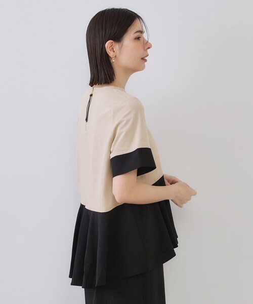 OPAQUE.CLIP（オペークドットクリップ）の「配色フハクドッキングペプラムトップス【洗濯機洗い可/抗ピル】（Tシャツ/カットソー・レディース・ホワイト系5/チャコール/ベージュ系4・38/40/42）」の8枚目の写真